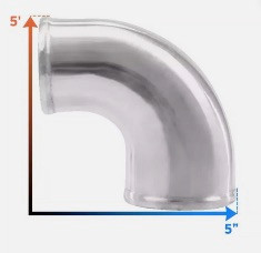 3 inch to 2.5 inch Polished Cast Aluminum 90 Degree O.D. Reducer Elbow Pipe Tube - Turbo Blanket - Turbo Accessories