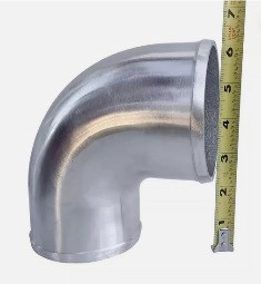 3 inch to 2.5 inch Polished Cast Aluminum 90 Degree O.D. Reducer Elbow Pipe Tube - Inlet Pipes - Turbo Inlet Pipes