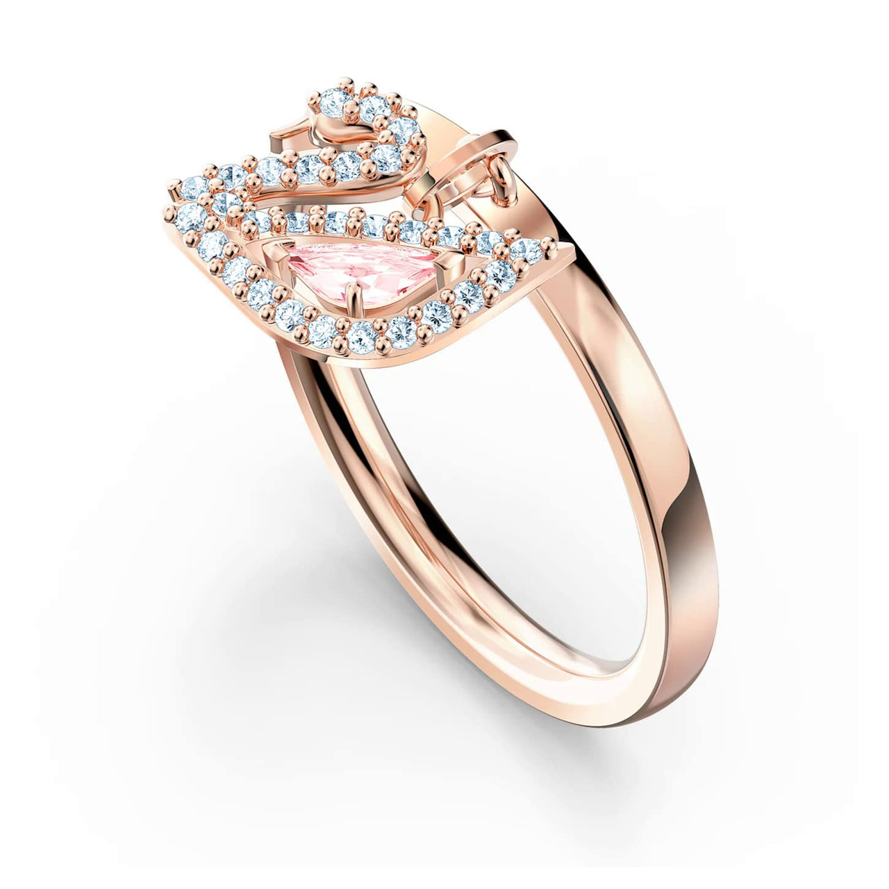 【Swarovski】ICONIC SWAN RING 55 パール Swarovski Iconic Swan Ring - Black - Rose Gold Plating