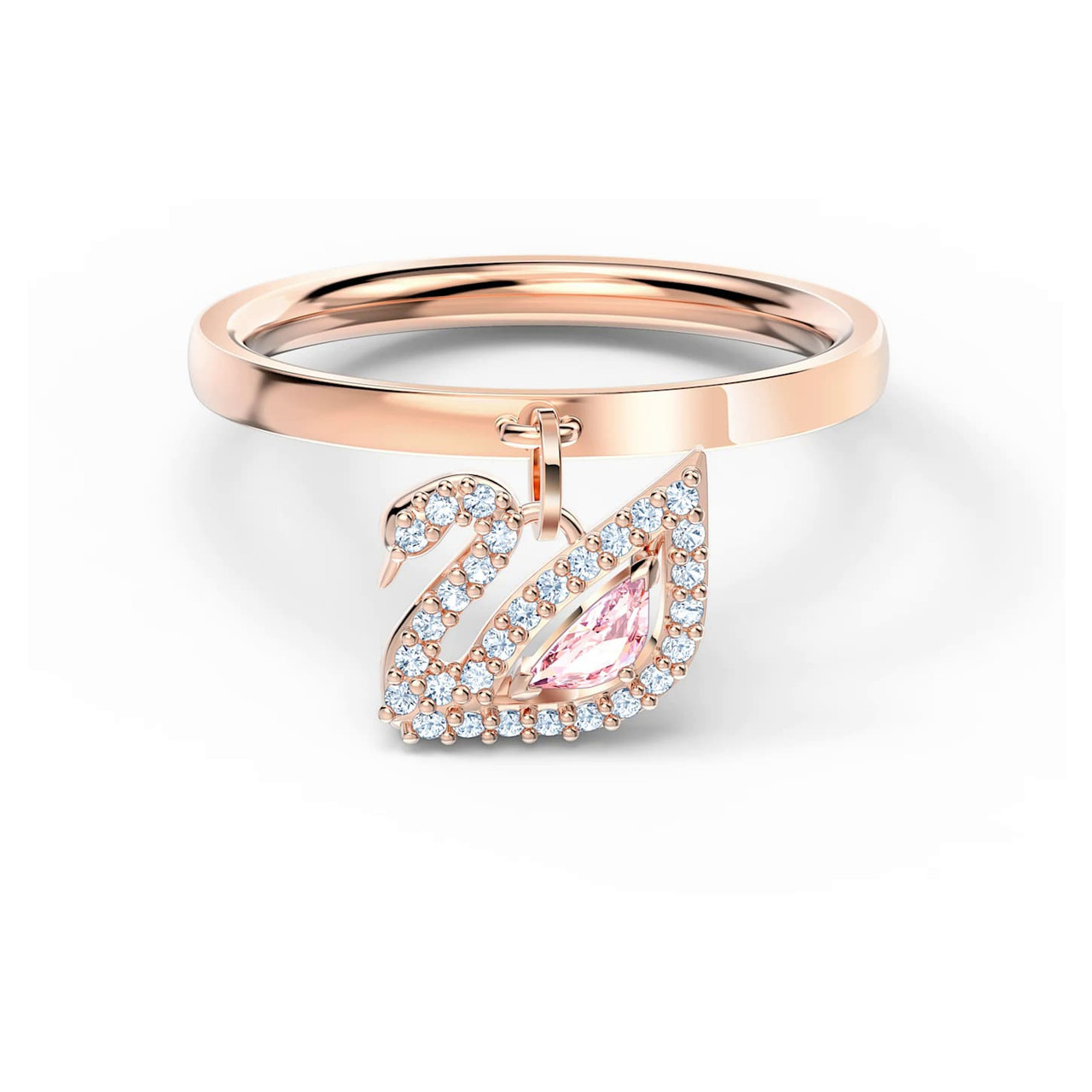 スワンリング Swarovski Crystal Dazzling Swan Ring, Pink, Rose-Gold Tone Plated
