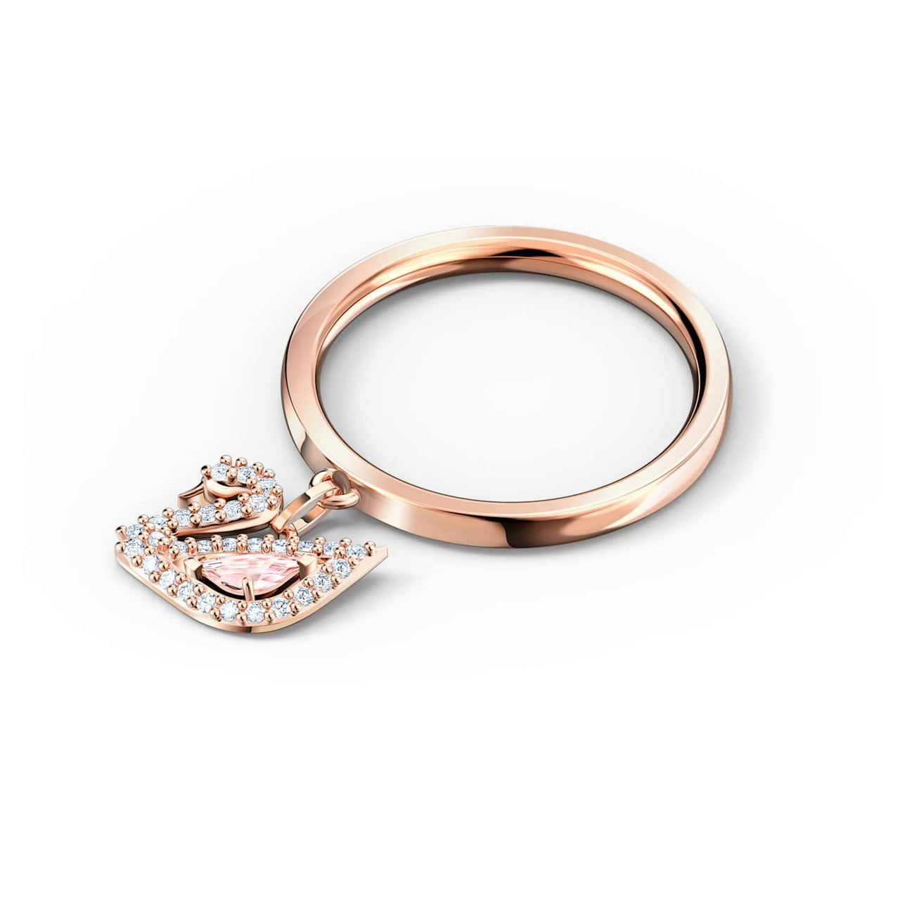 Swarovski Crystal Dazzling Swan Ring, Pink, Rose-Gold Tone Plated