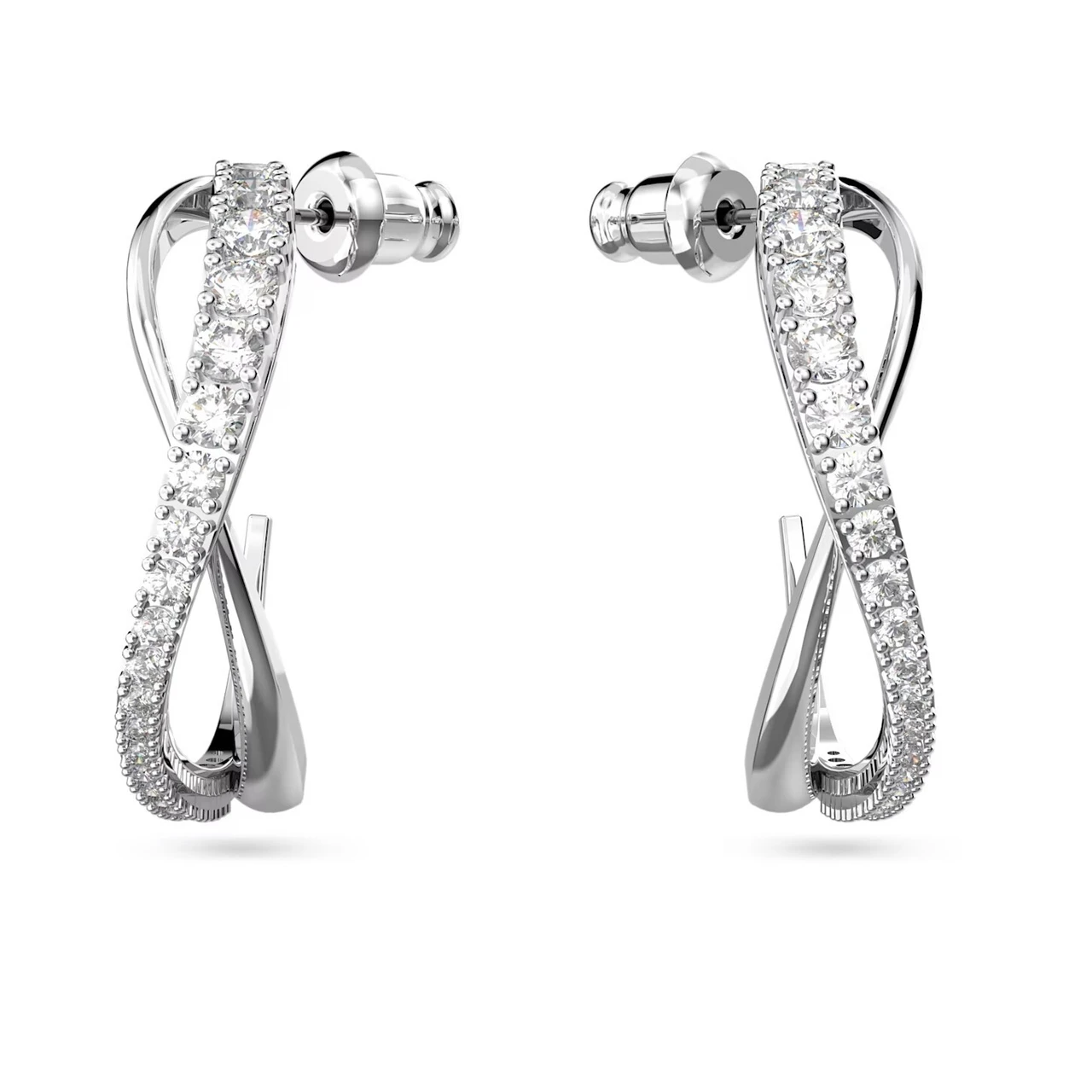Swarovski Twist Hoop Earrings White, Rhodium Plated 5563908 - Four ...