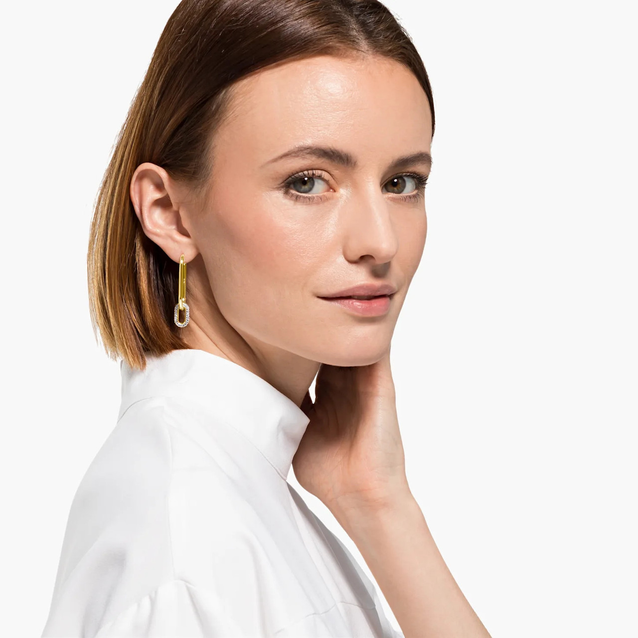 SWAROVSKI ピアス 5558341 Swarovski Time Hoop Pierced Earrings, White, Mixed Metal