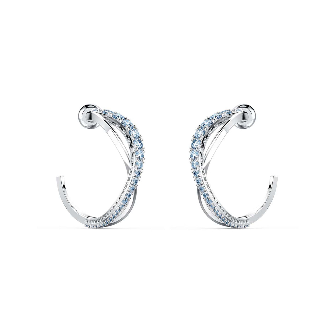 Swarovski Twist Hoop Pierced Earrings, Blue, Rhodium Plated