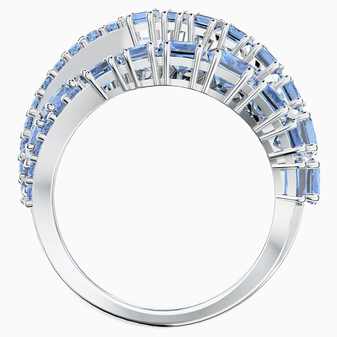 Swarovski Twist Wrap Ring, Blue, Rhodium Plated 5582809 (Size M