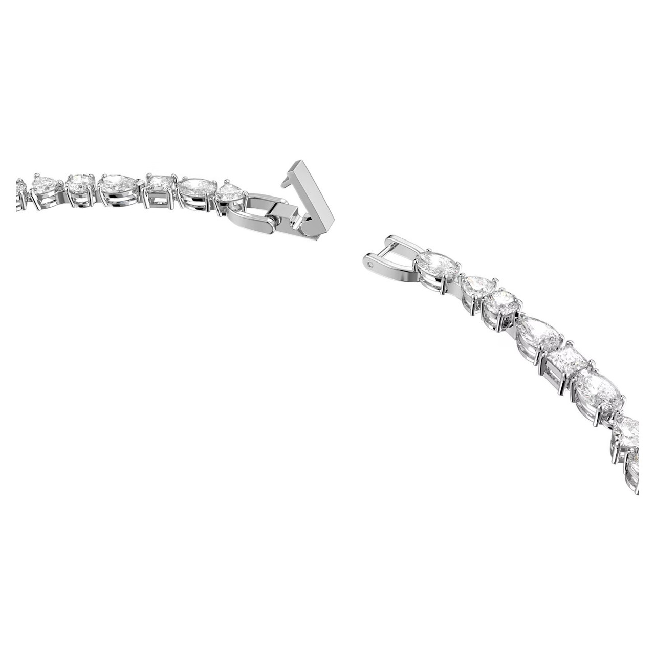 Swarovski Tennis Deluxe Mixed V Necklace, White, Rhodium Plated