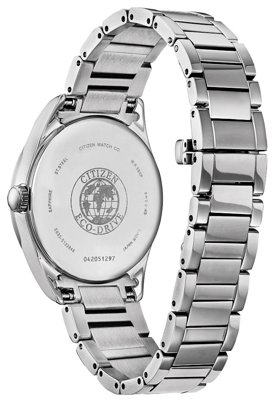 Citizen Eco Drive Women's Arezzo Diamond Silver Dial Stainless Steel  Bracelet Watch EM0870-58A