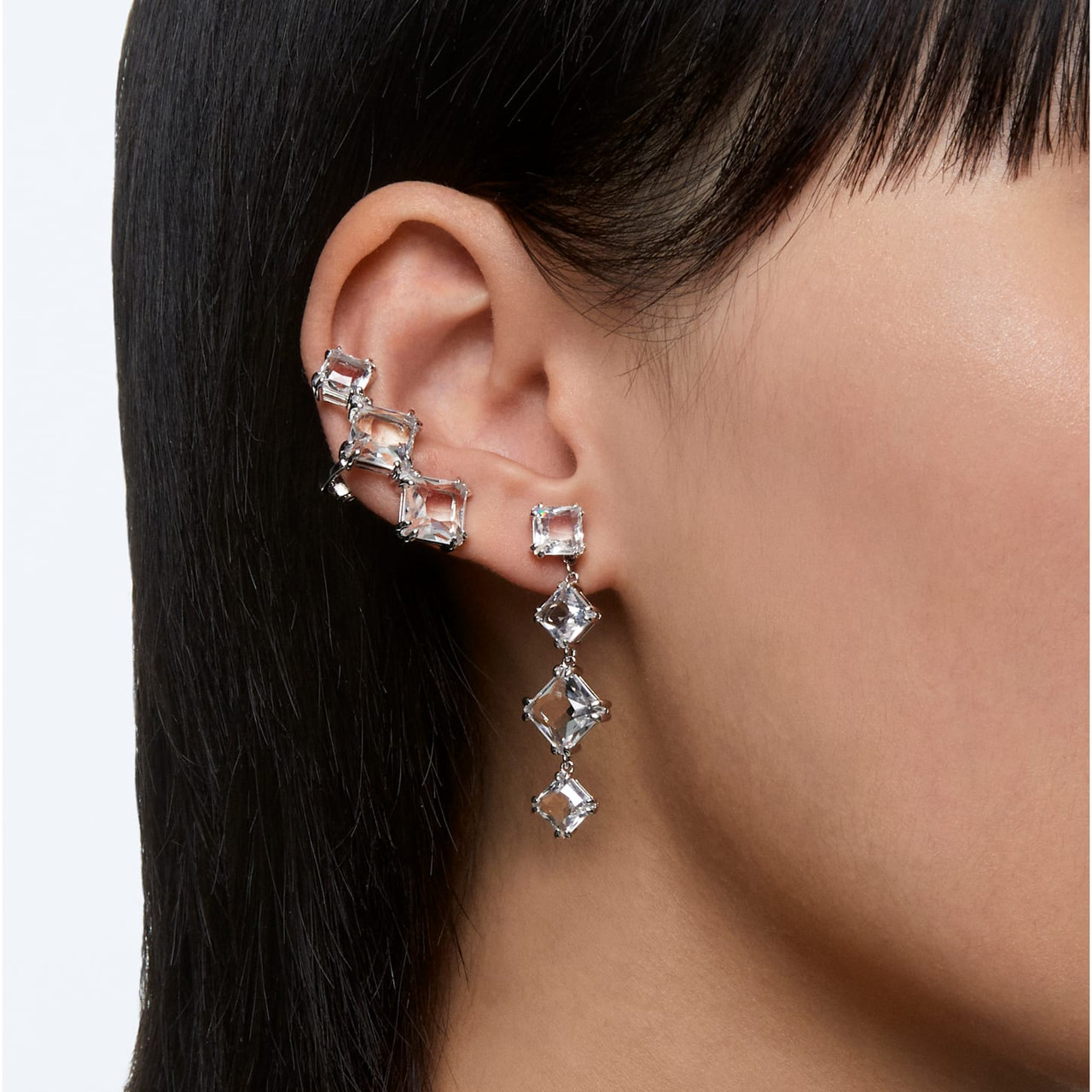 Swarovski Millenia Ear Cuff Single, Asymmetrical, Set (2), White
