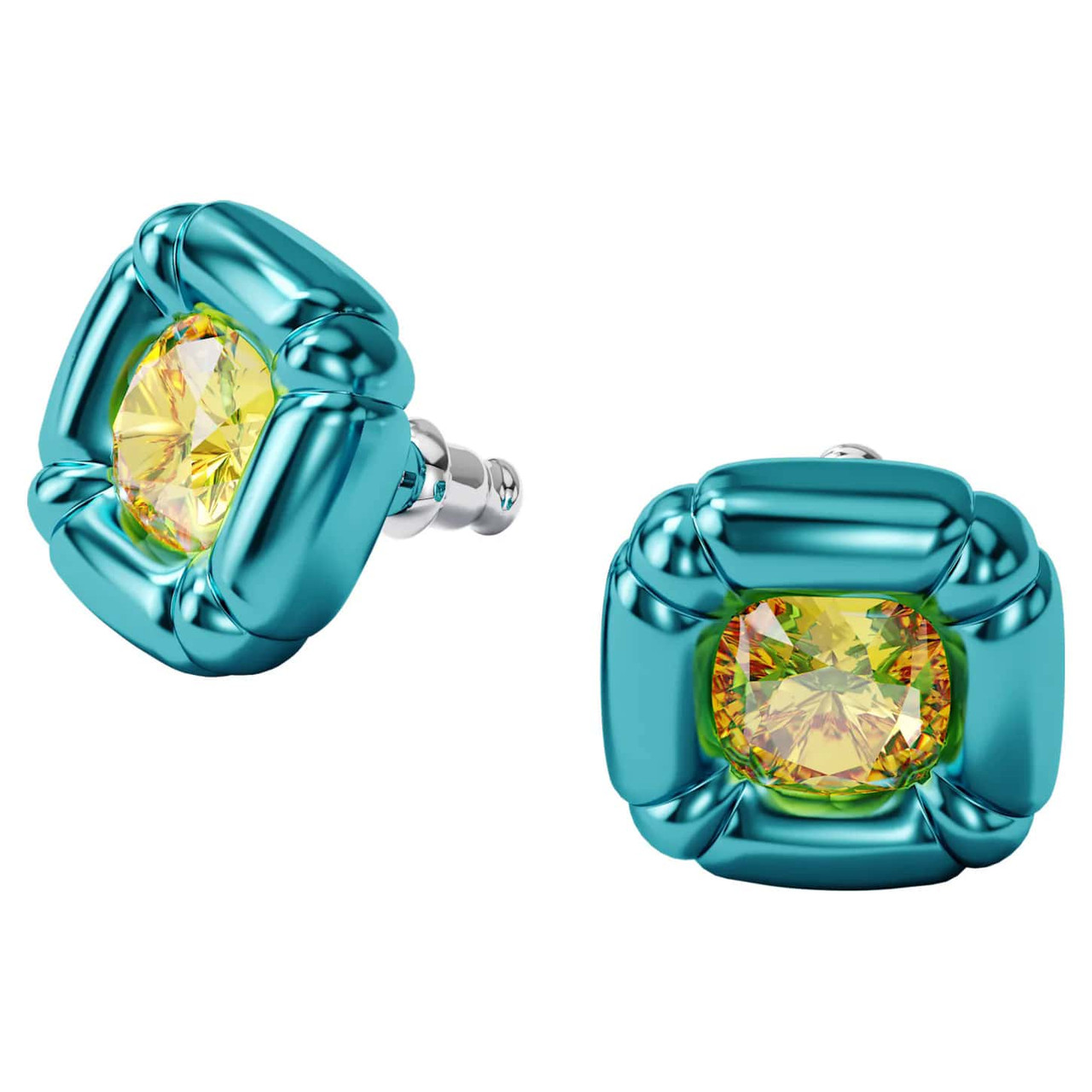 Swarovski Dulcis Stud Earrings, Cushion Cut Crystal, Blue, 5601588