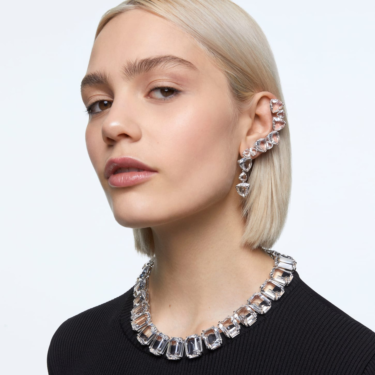Swarovski Millenia Ear Cuff Single, Asymmetrical, Set, White, Rhodium ...