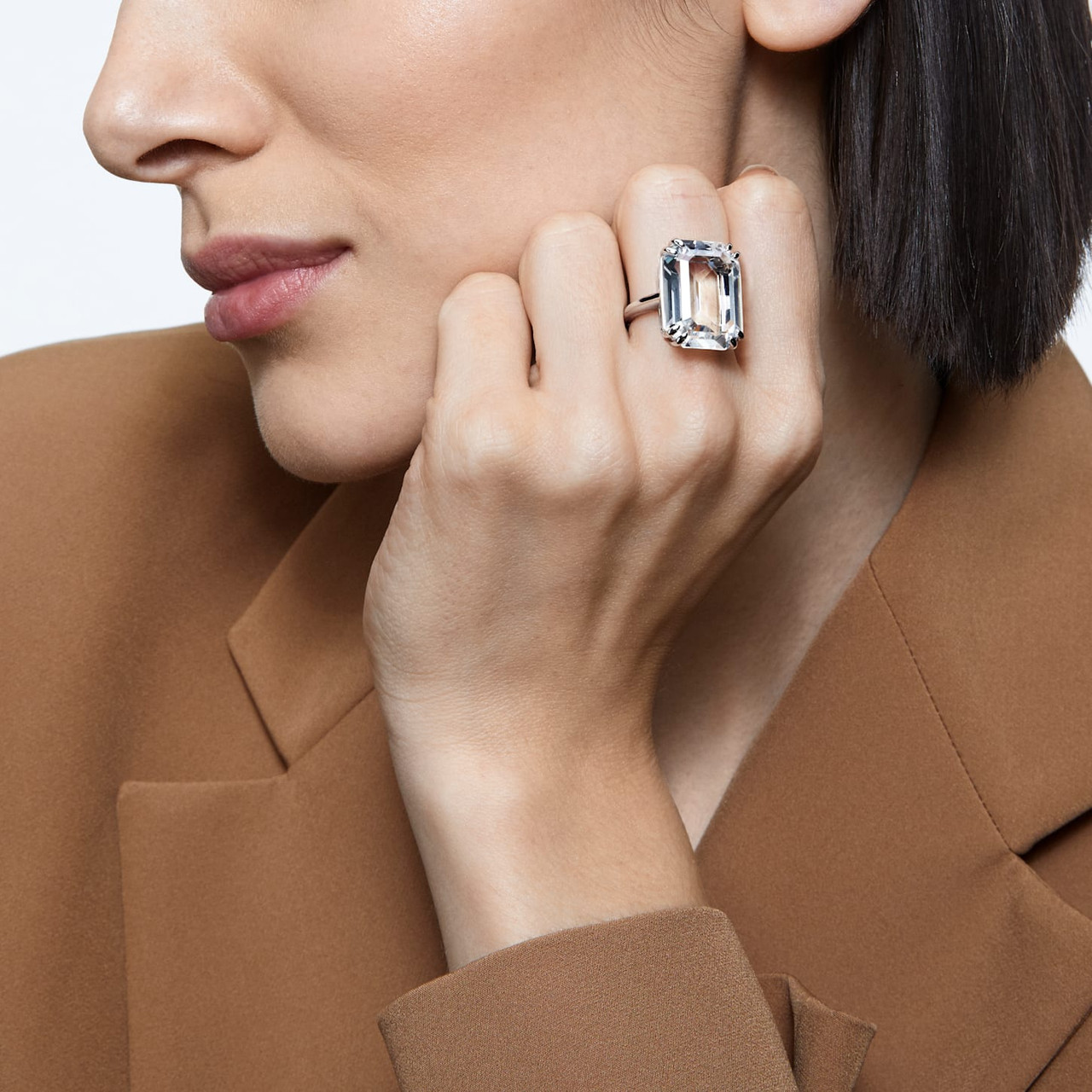 Swarovski Mesmera Cocktail Ring Octagon Cut Crystal, White