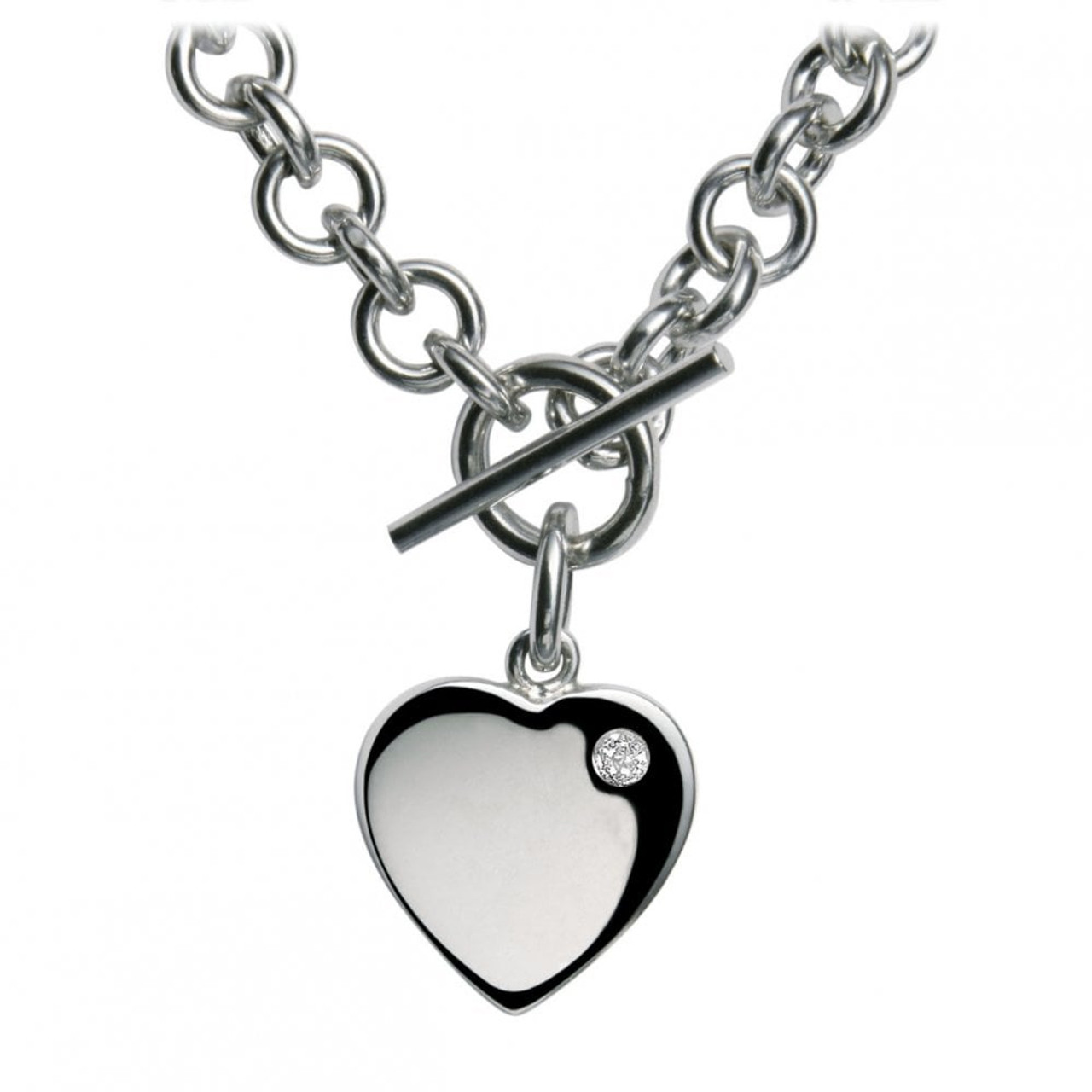 Sterling Silver CZ 16in w/2in ext Heart Necklace: Precious Accents, Ltd.