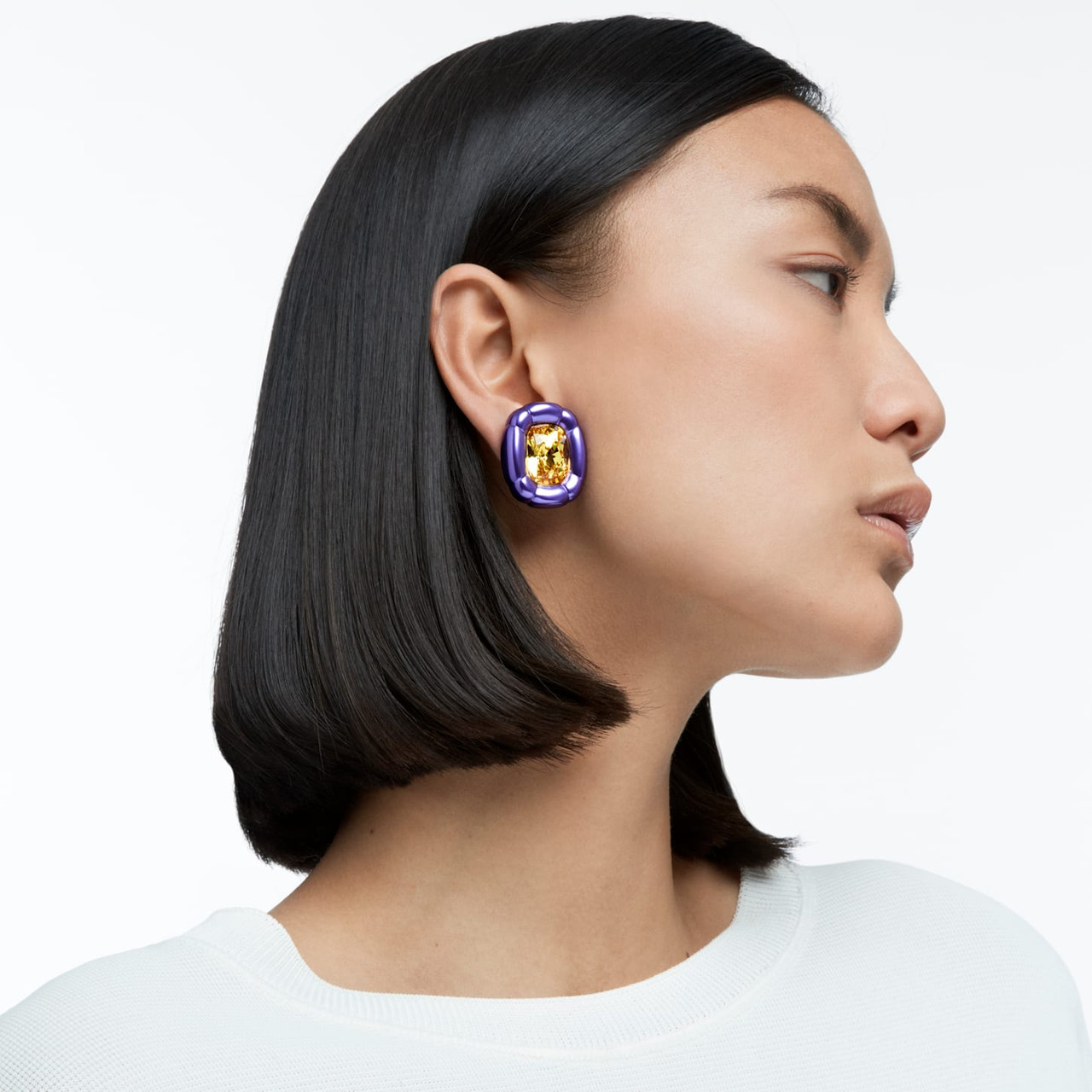 SWAROVSKI Dulcis クリップイヤリング 5613729/正規品 Dulcis Clip Earrings Cushion Cut Crystals, Purple, 5613729