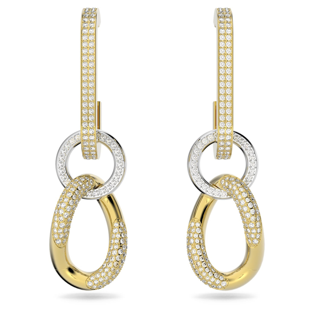Dextera Drop Earrings, White, Gold-Tone Plated 5613385 | Swarovski 