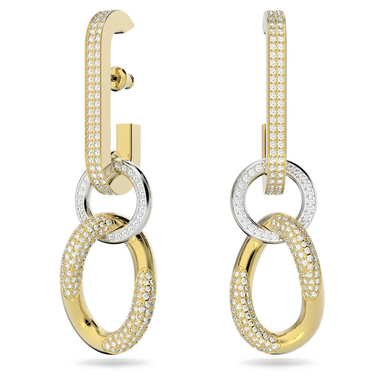 Dextera Drop Earrings, White, Gold-Tone Plated 5613385 | Swarovski