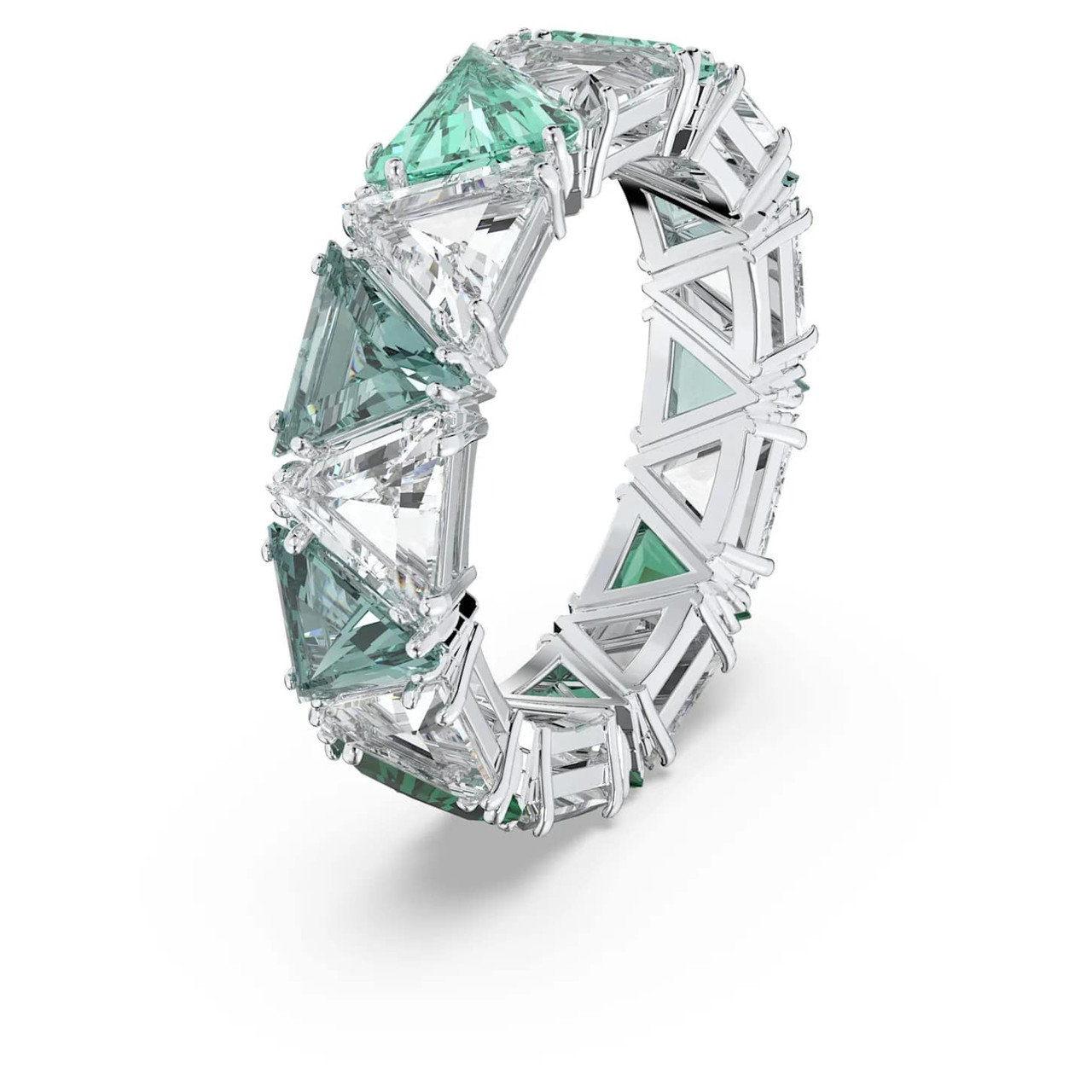 Swarovski Millenia Cocktail Ring Triangle Cut Crystals, Green