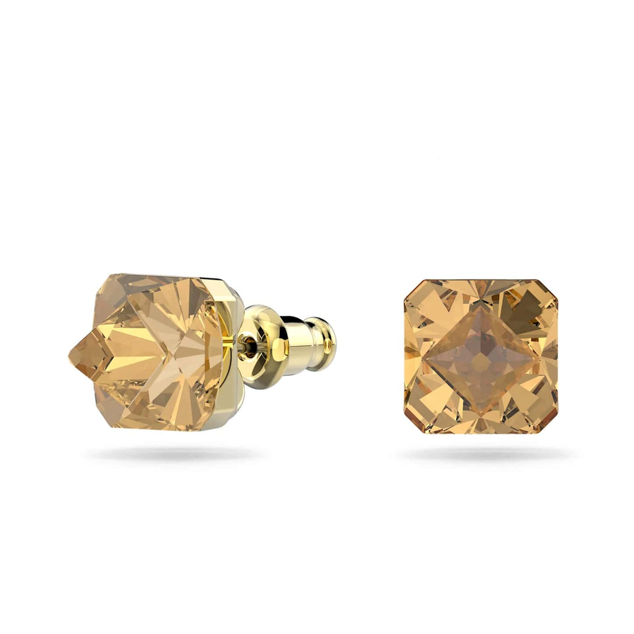 Ortyx Stud Earrings Pyramid Cut, Yellow, Gold-Tone Plated