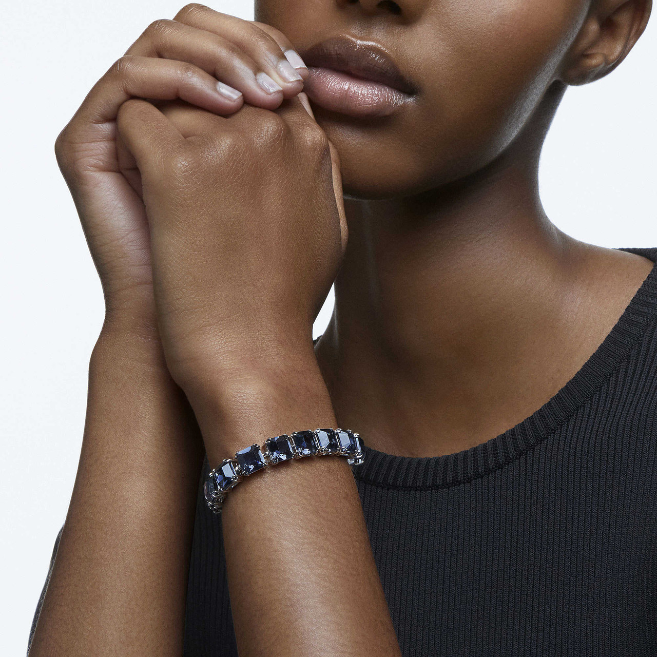 Swarovski Millenia Bracelet, Square Cut Crystals, Gray, Black