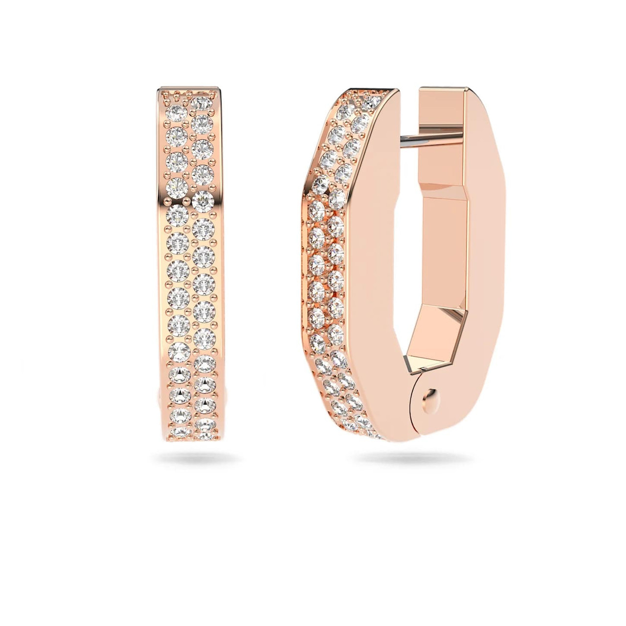 Dextera Hoop Earrings Octagon, Pavé, Small, White, Rose Gold-Tone ...