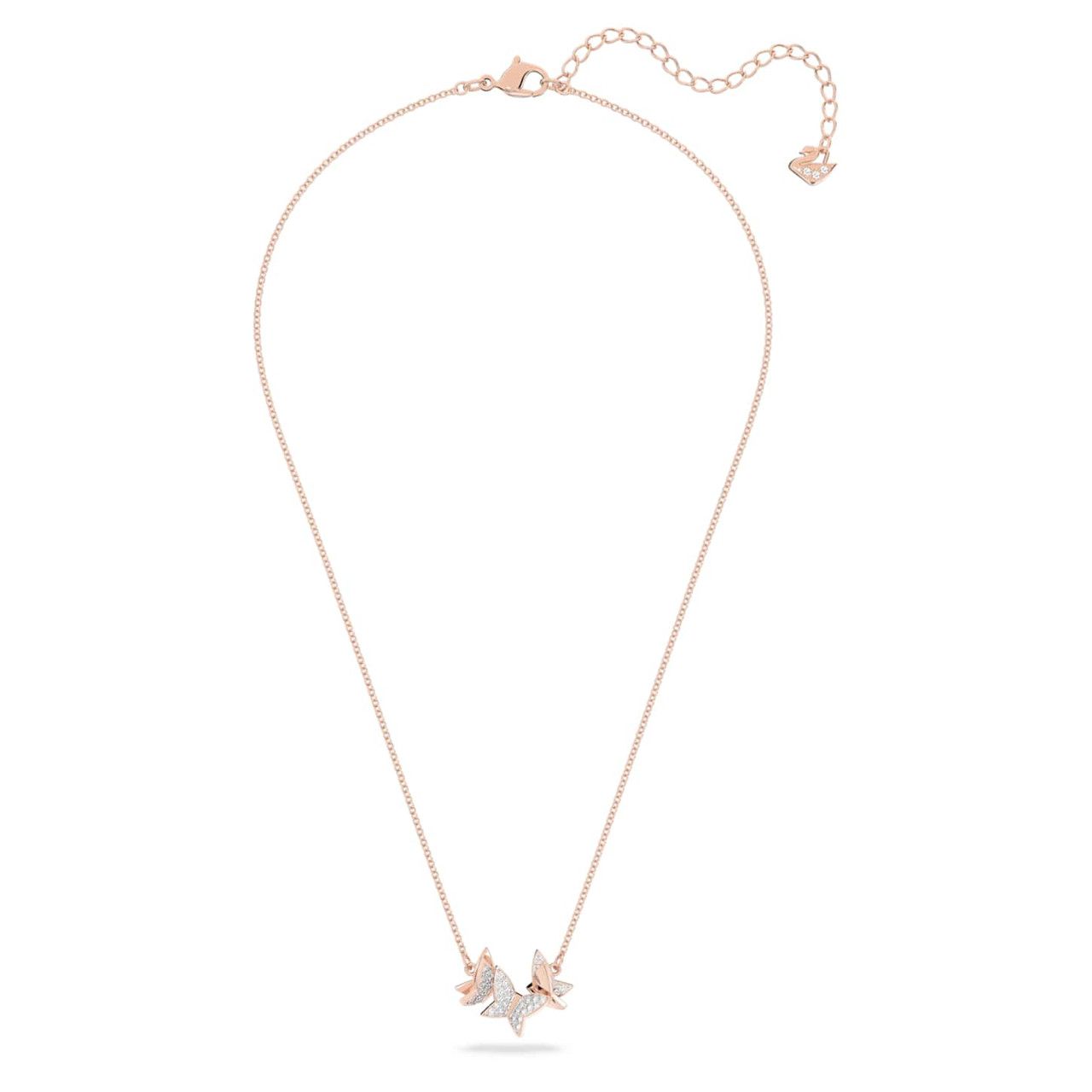 Swarovski Lilia Necklace, Butterfly, White, RoseGold Tone Plated