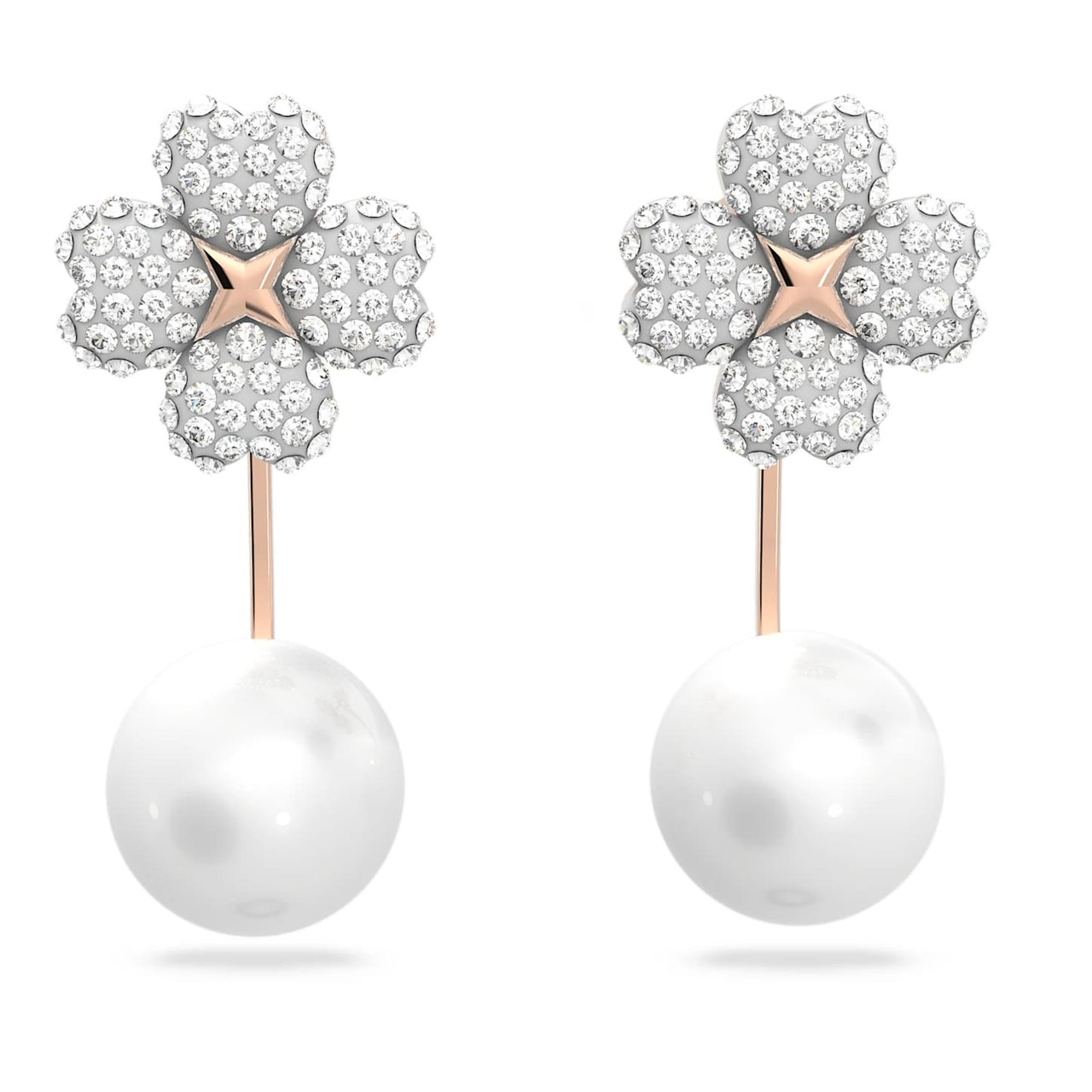 Swarovski Latisha Earring Jackets, Flower, White, RoseGold Tone Plated