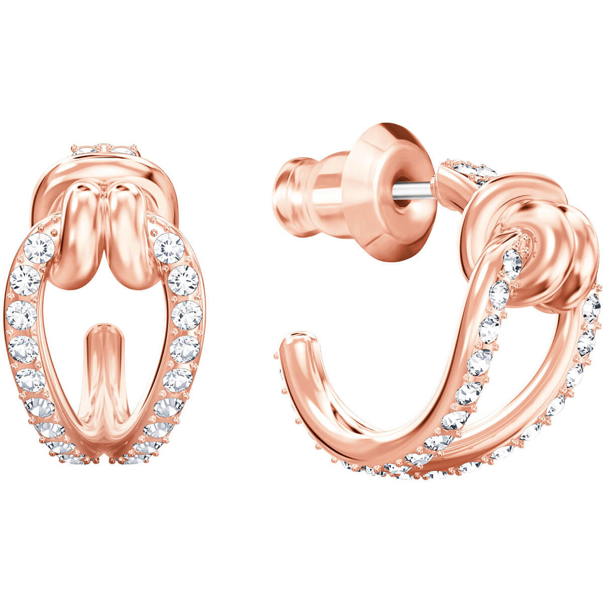 Swarovski Crystal Lifelong Hoop Pierced Earrings Rose Gold Plating