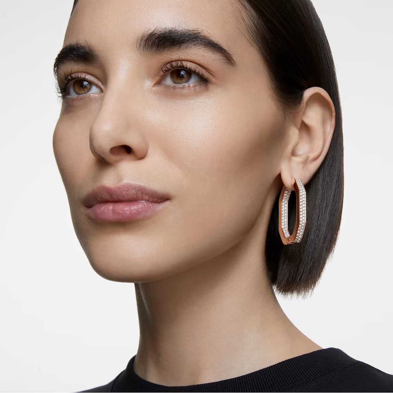 Swarovski Dextera Hoop Earrings Octagon Pav Large White Rose Gold swarovski-dextera-hoop-earrings-octagon-pav-large-white-rose-gold