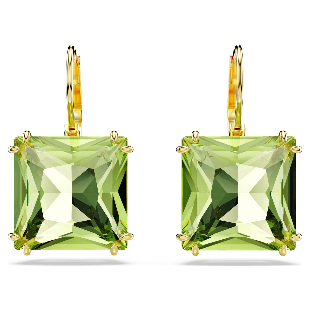 Millenia Drop Earrings Square Cut, Green, Gold-Tone Plated 5636564 ...