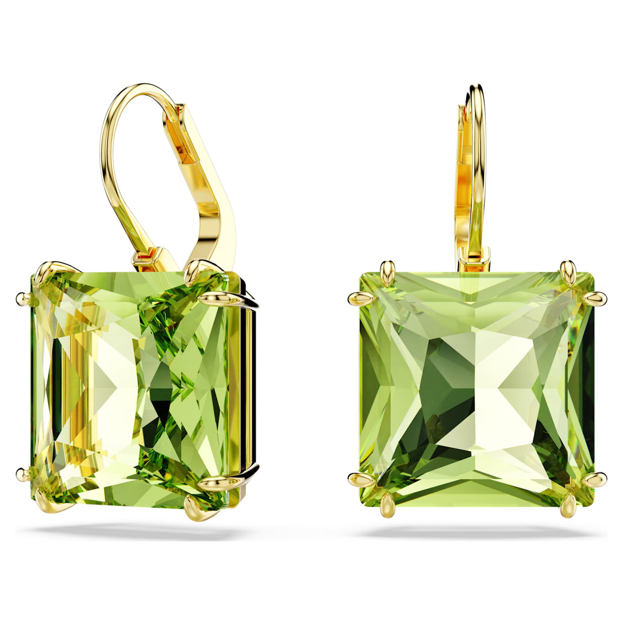 Millenia Drop Earrings Square Cut, Green, Gold-Tone Plated 5636564 ...