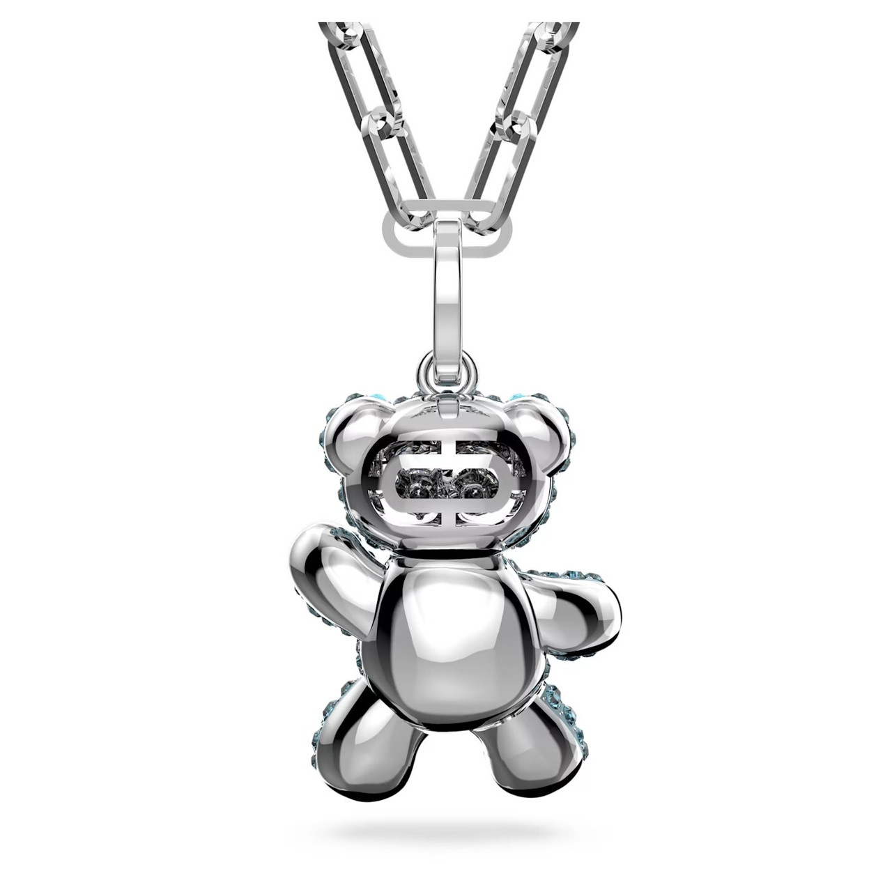 Swarovski Teddy Pendant, Blue, Rhodium Plated 5642979 - Four