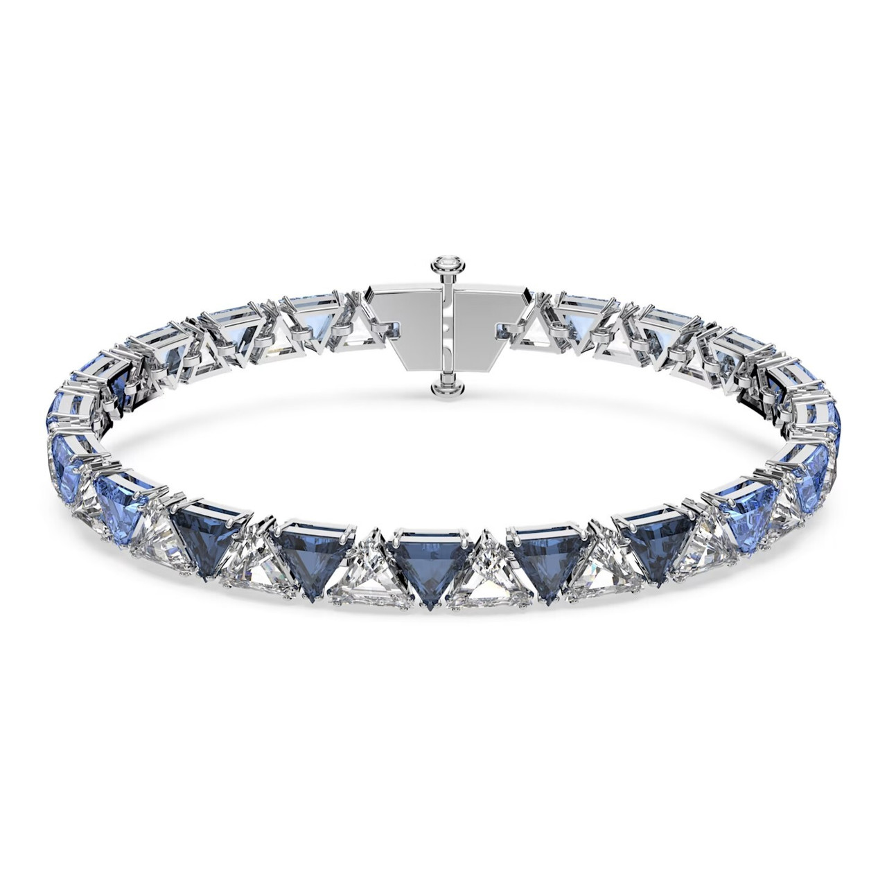 Swarovski Ortyx Bracelet Triangle Cut, Blue, Rhodium Plated
