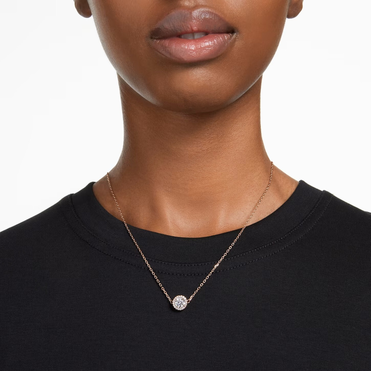 ★SWAROVSKI★ Una Rose Gold Necklace 5636272 Una Pendant Round Cut, Pavé, White, Rose Gold-Tone Plated