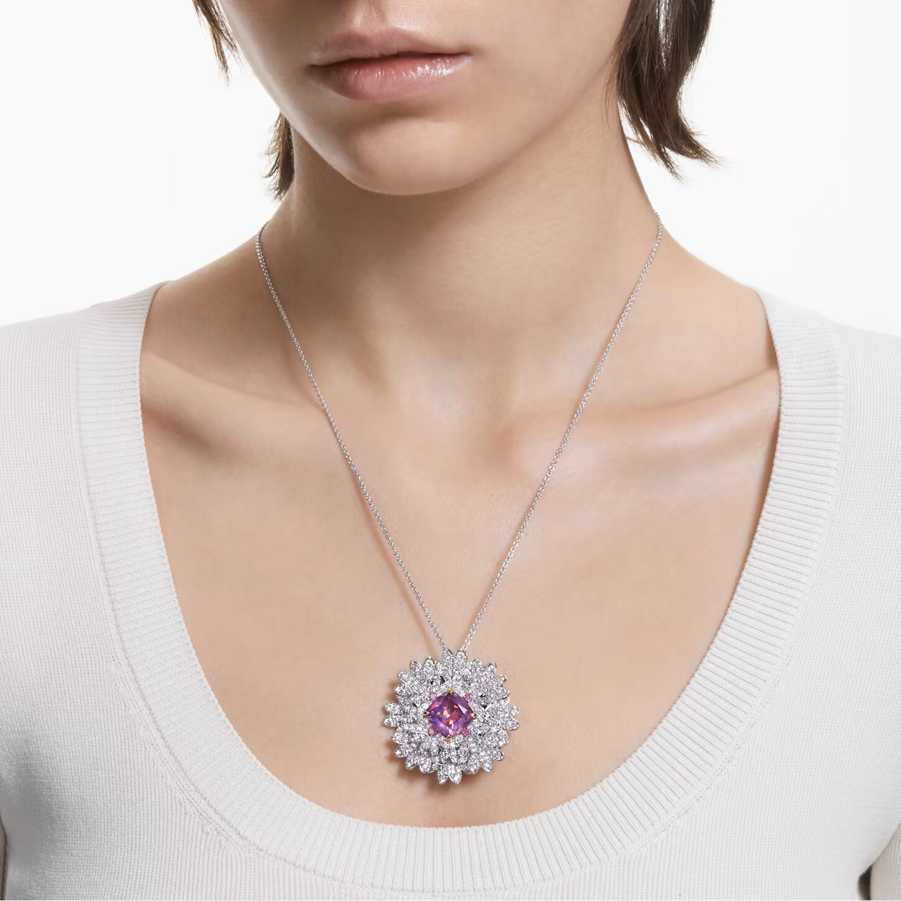 Swarovski Eternal Flower 5642858 34-⑨ Swarovski Eternal Flower Brooch Flower, Pink, Mixed Metal Finish