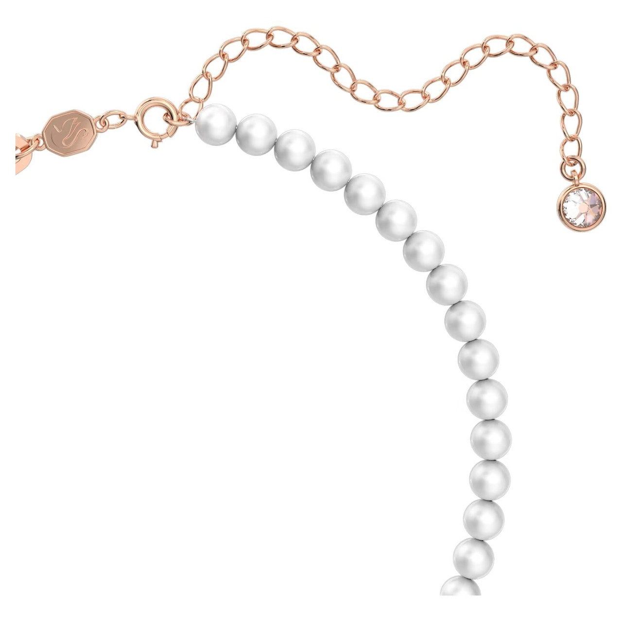Stella Pendant, Crystal Pearls, Star, White, Rose Gold-Tone