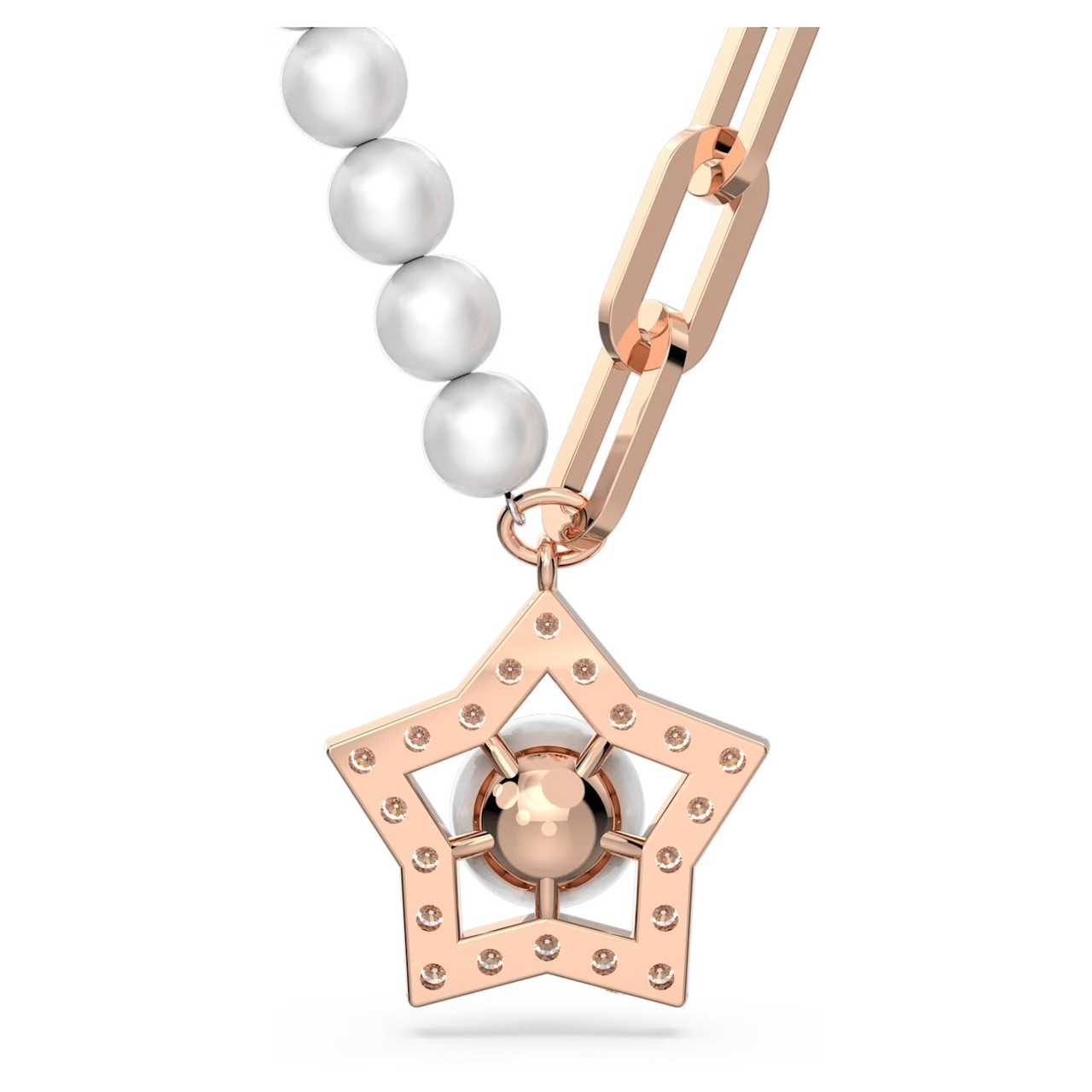 Swarovski - Constella Drop Earrings, Round Cut, Pavé, White, Rose Gold Tone Plated