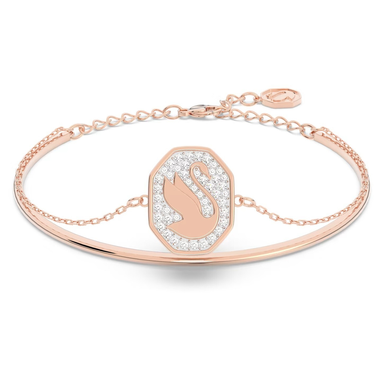 Swan Bangle, White, Rose Gold Tone Plated 5628568 - Four Seasons