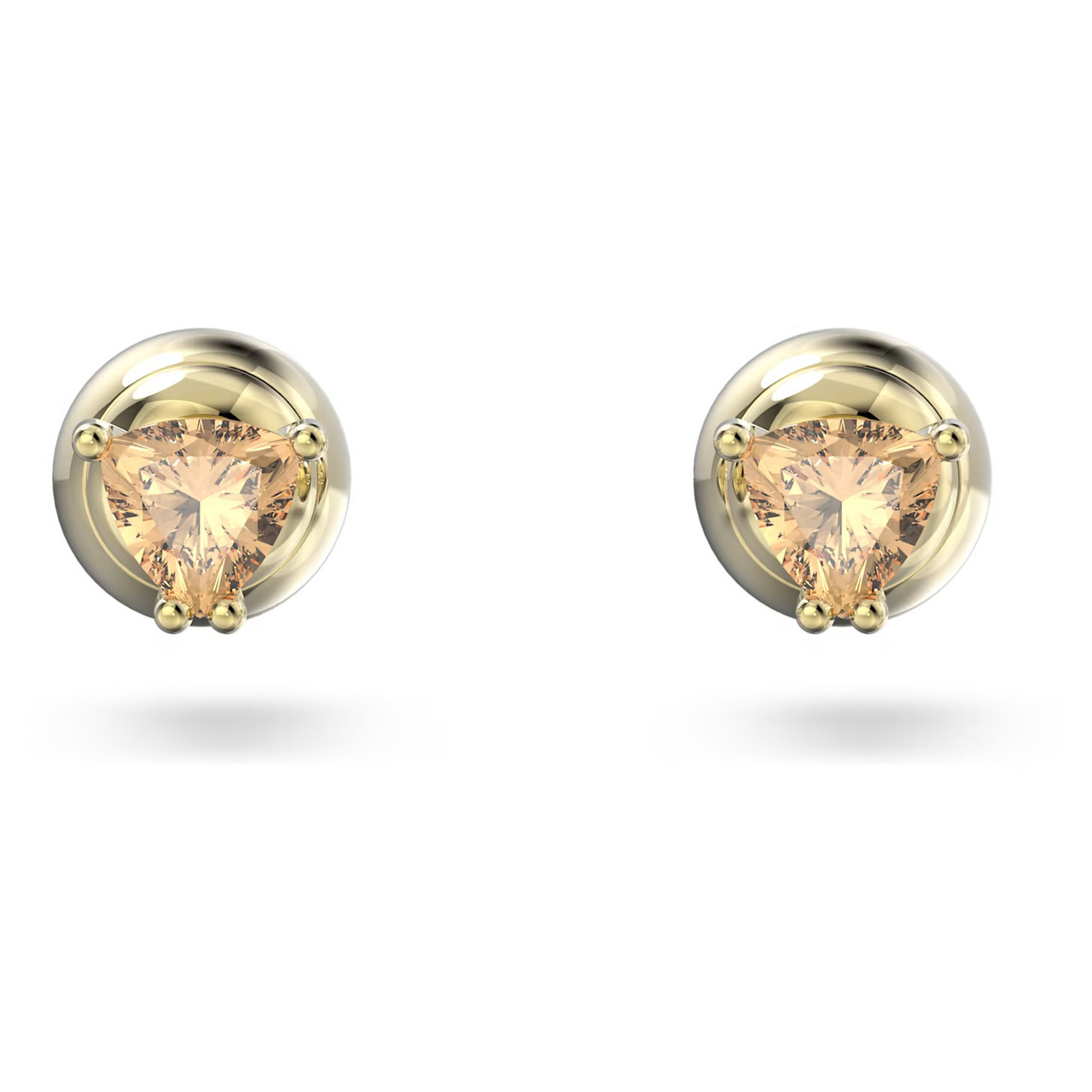 Stilla Stud Earrings, Trilliant Cut, Orange, Gold-Tone Plated 5639116 |  Swarovski