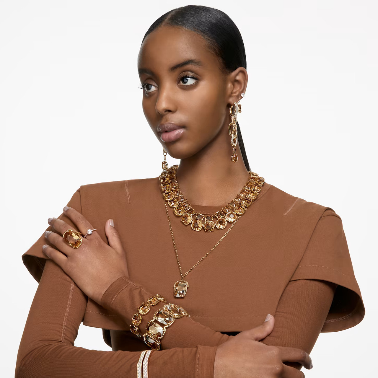 Swarovski Harmonia Cocktail Ring, Oversized Crystal, Gold