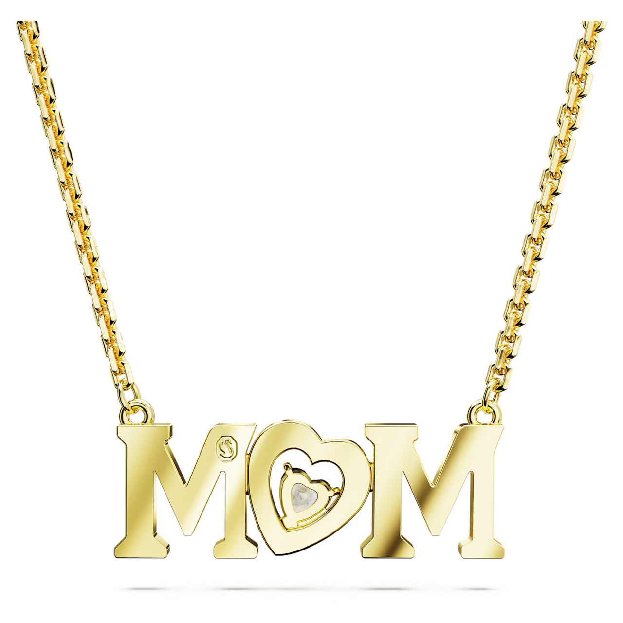 Swarovski Mother's Day Necklace Heart, White, Gold-Tone