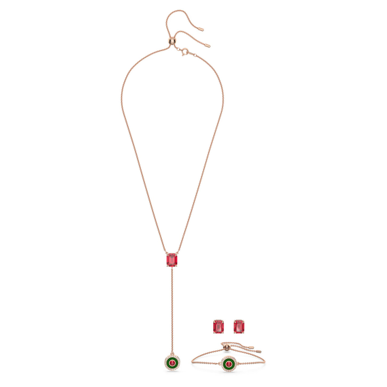 Alea Necklace, Bracelet and Earrings Set, Multicolored, Rose Gold