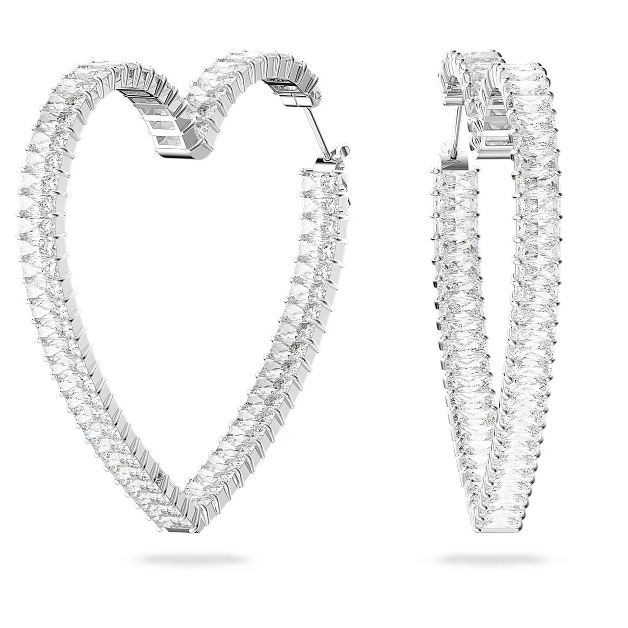 ピアス SWAROVSKI Matrix Heart Rhodium Hoop Earrings S 5653170 New Women's SWAROVSKI Brand 5653170 White Sparkle Heart