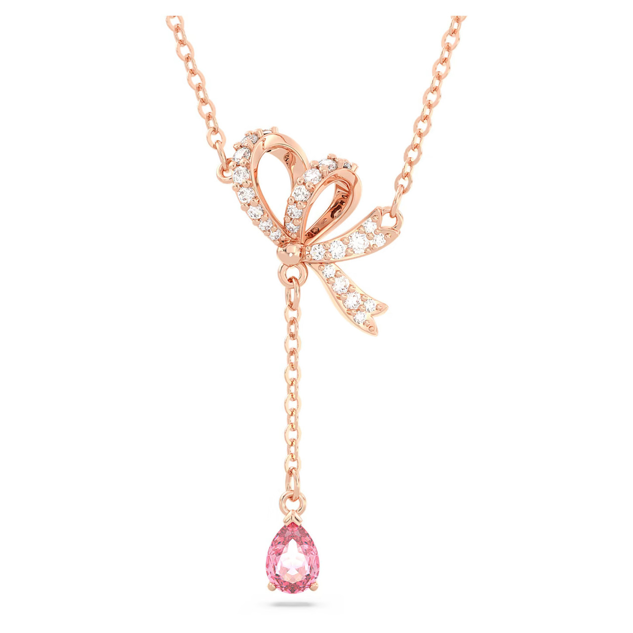 Swarovski Lilia Necklace, Butterfly, White, Rose Gold-Tone Plated