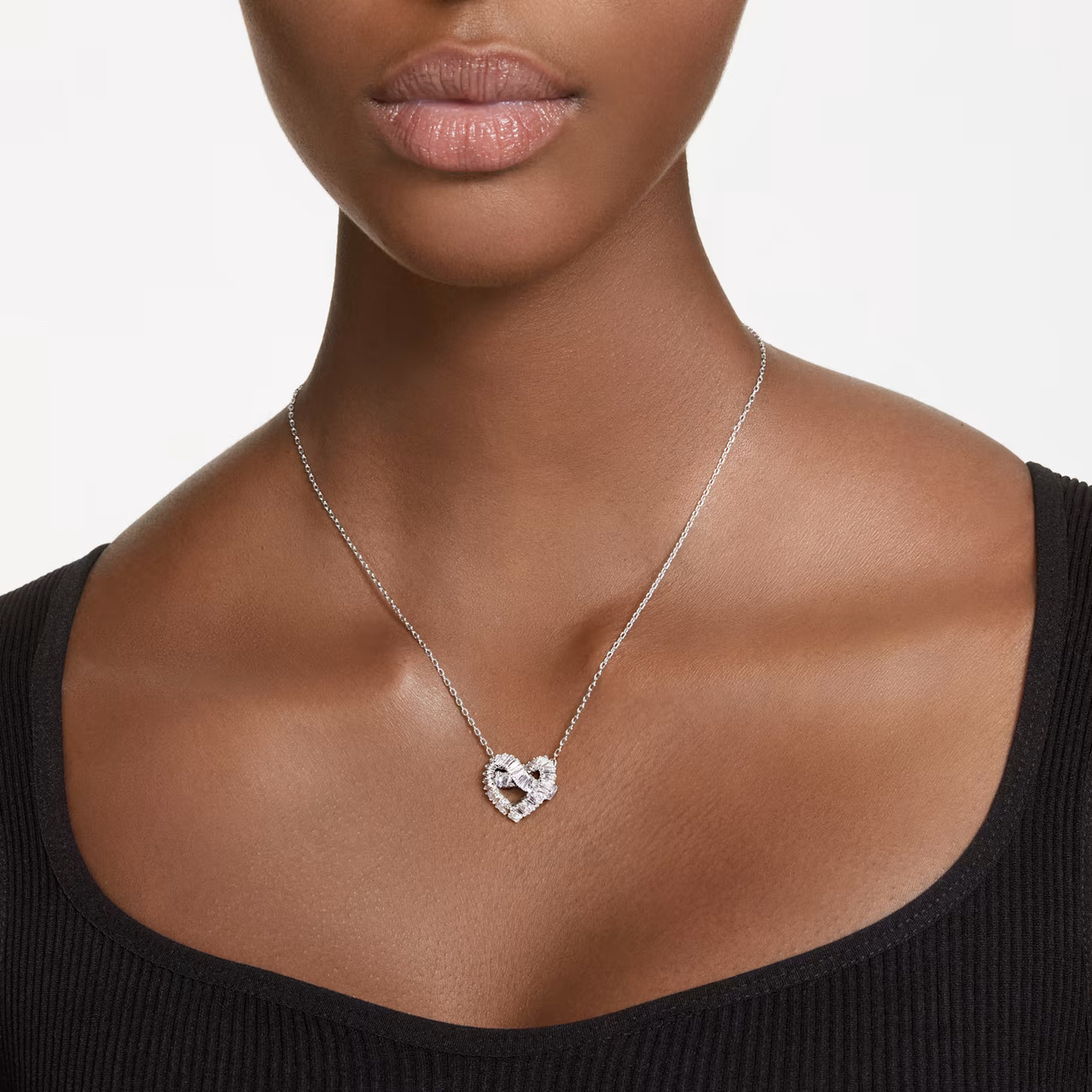 ★SWAROVSKI★ Matrix Heart Rhodium Necklace 5647924 Swarovski Matrix Pendant Mixed Cuts, Heart, White, Rhodium