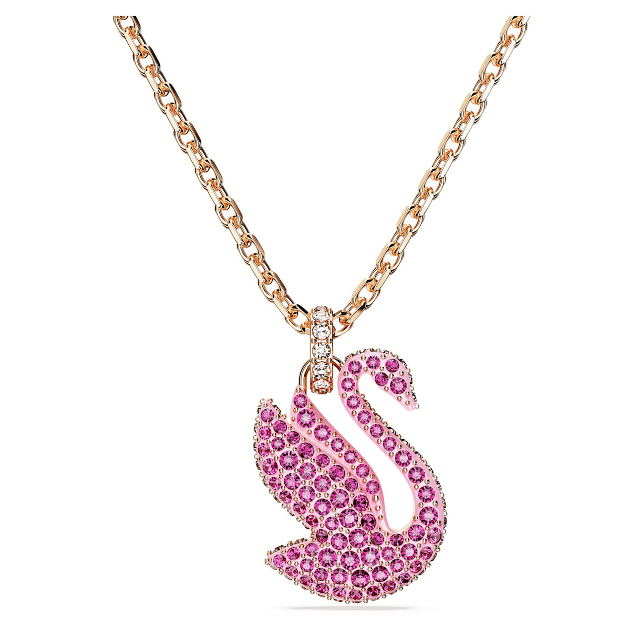 Swarovski Iconic Swan Pendant, Swan, Medium, Pink, Rose Gold-Tone