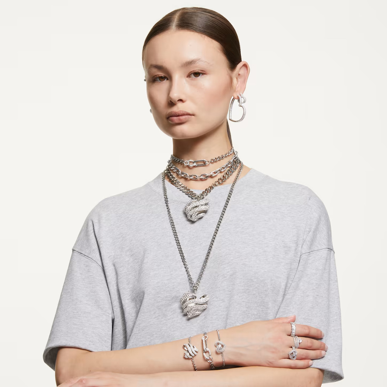 SWAROVSKI Volta ブレスレット/正規品 5652789 Volta Bracelet, Heart, White, Rhodium Plated 5652789
