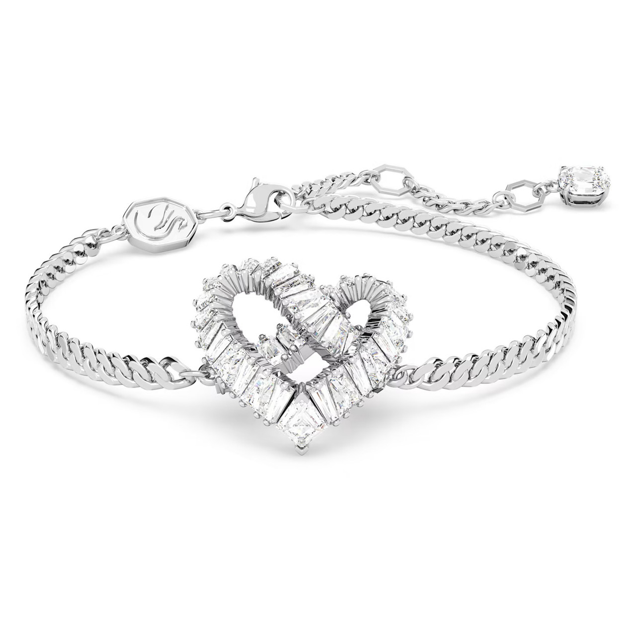 Swarovski Matrix Bracelet, Heart, White, Rhodium Plated 5648299