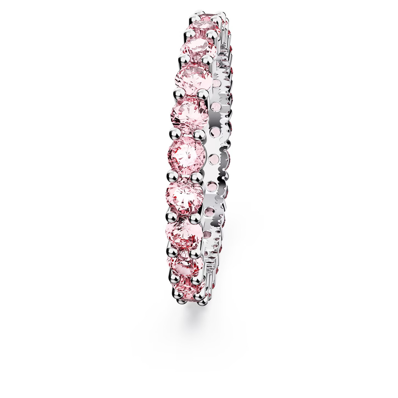 Matrix Ring, Round Cut, Pink, Rhodium Plated 5658856 (Size 55/6.75