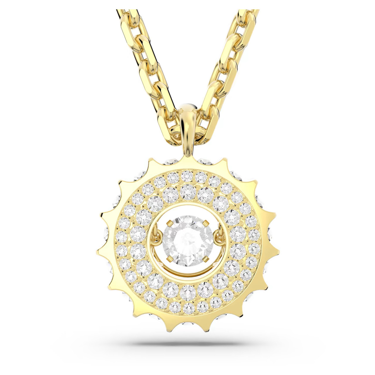 Swarovski Rota Pendant, Mixed Round Cuts, White, Gold-Tone Plated