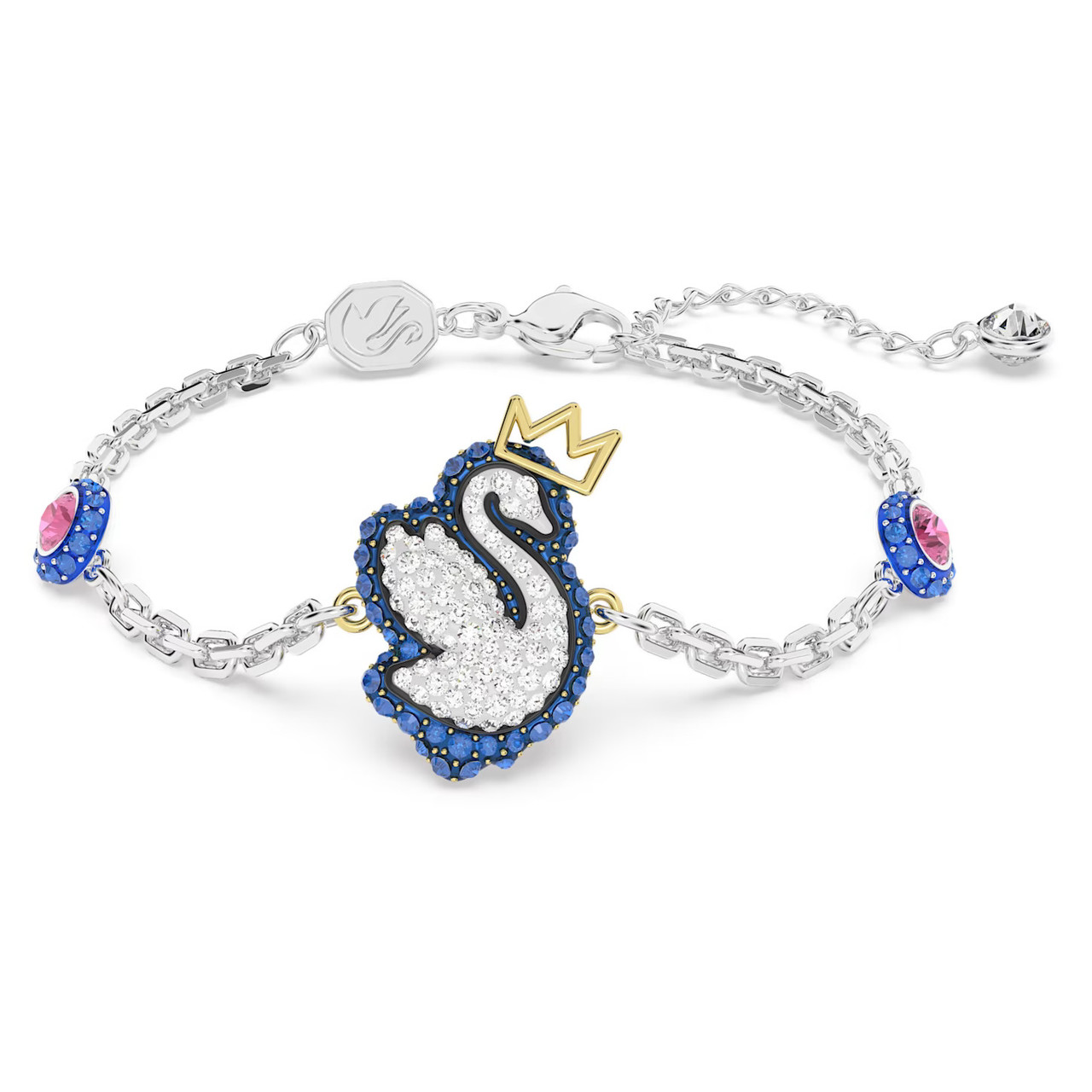 Pop Swan Bracelet, Swan, Blue, Rhodium Plated 5650187 | Swarovski