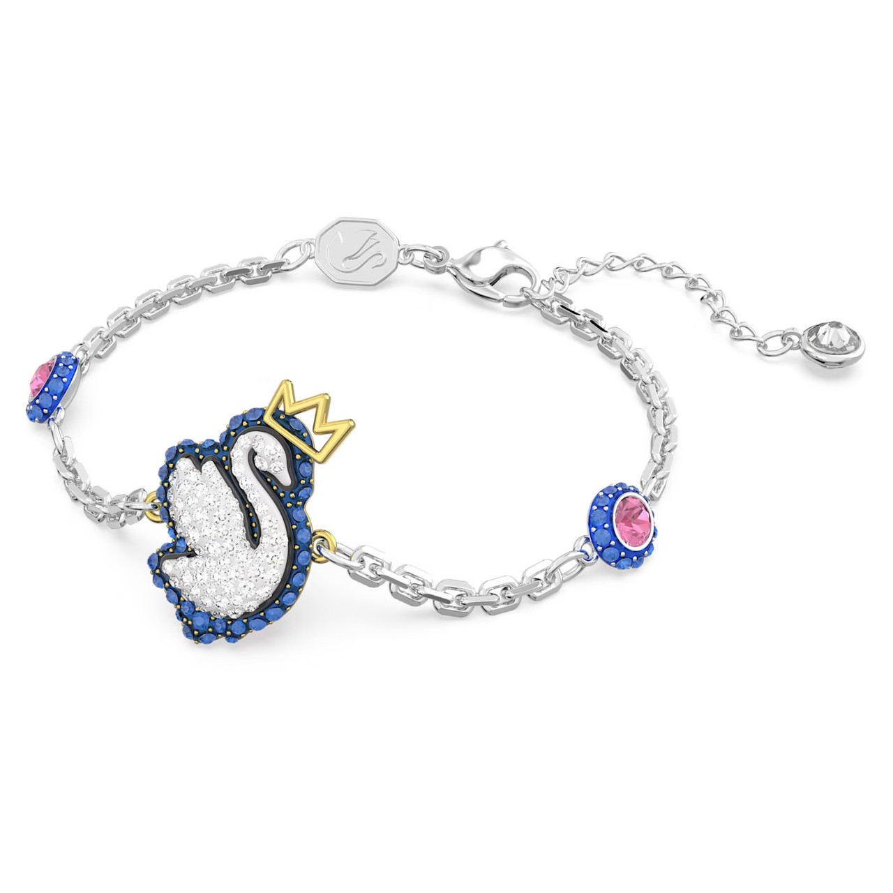 Pop Swan Bracelet, Swan, Blue, Rhodium Plated 5650187 | Swarovski